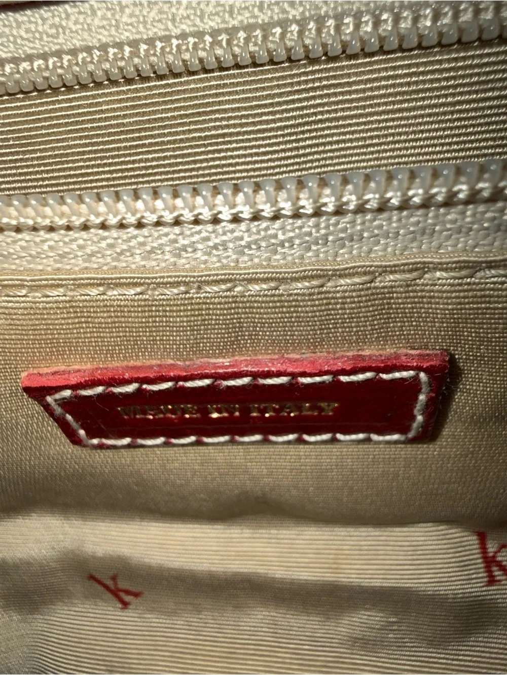 Vintage 90s Kate Spade Canvas Striped Tote Shoulder Bag Red Leather Trim
